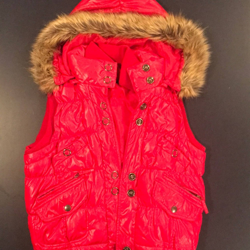 Women’s hooded vest, Red, Size M